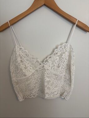 Express White Lace Cropped Cami Top